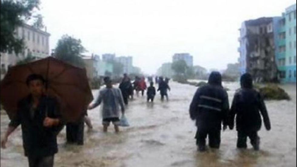 βόρεια κορέα πλημμύρες