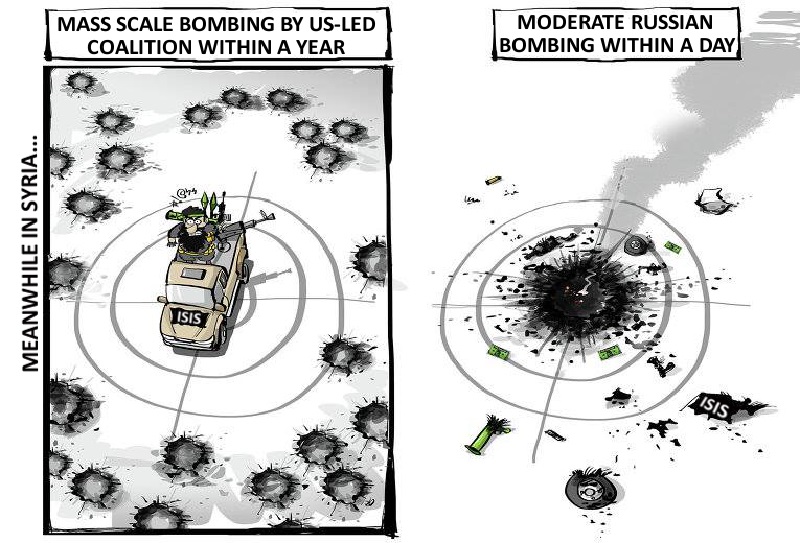 russian vs US bombing of IS