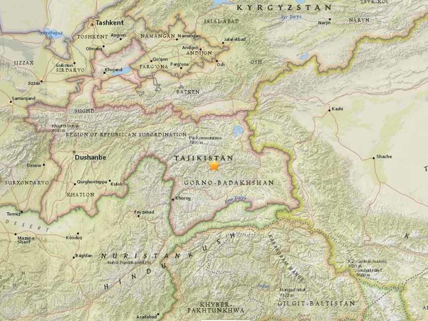 Tajikistan earthquake map