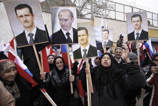 Διαδήλωση υπέρ Άσαντ και Πούτιν στη Συρία