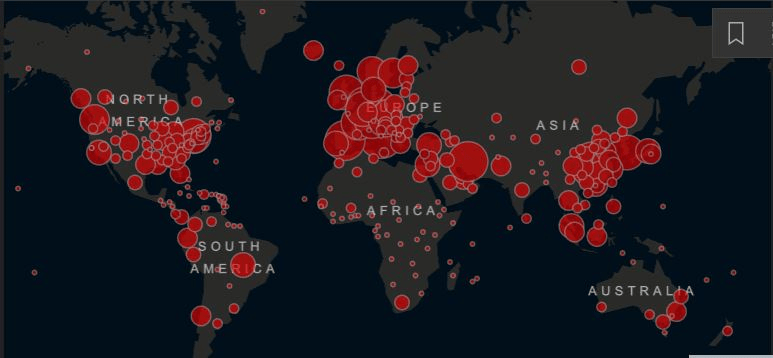 Παγκόσμιος (τρομοκρατικός) χάρτης του κοροναϊού