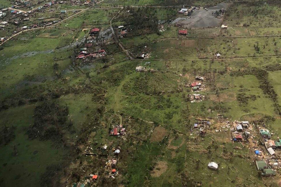 Αεροφωτογραφία του Λιμενικού από την κατεστραμμένη περιοχή Καταντουάνες.